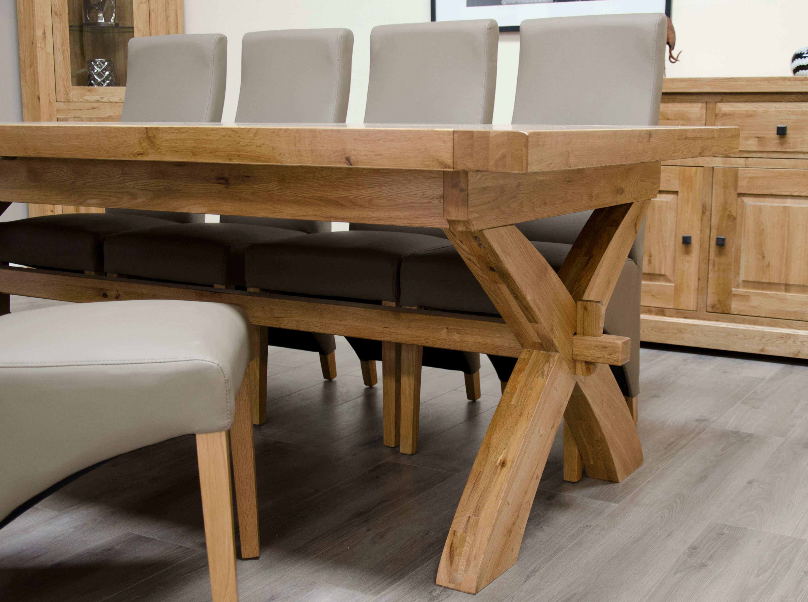 SIGNATURE Solid Oak - Extra Large Cross Leg Twin Extending Dining Table