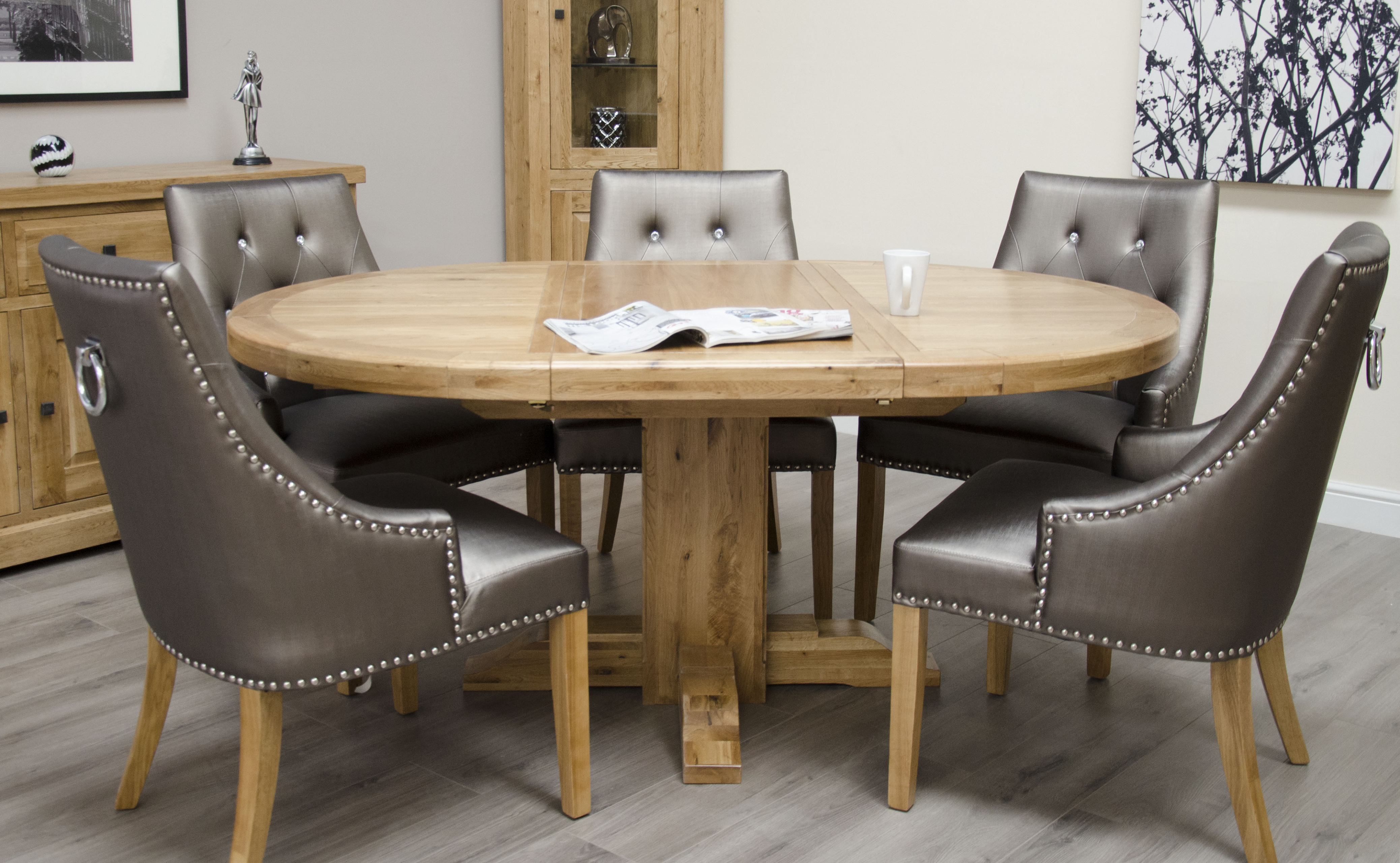 Round Extending Dining Table 125cm, Round Extension Dining Table And Chairs