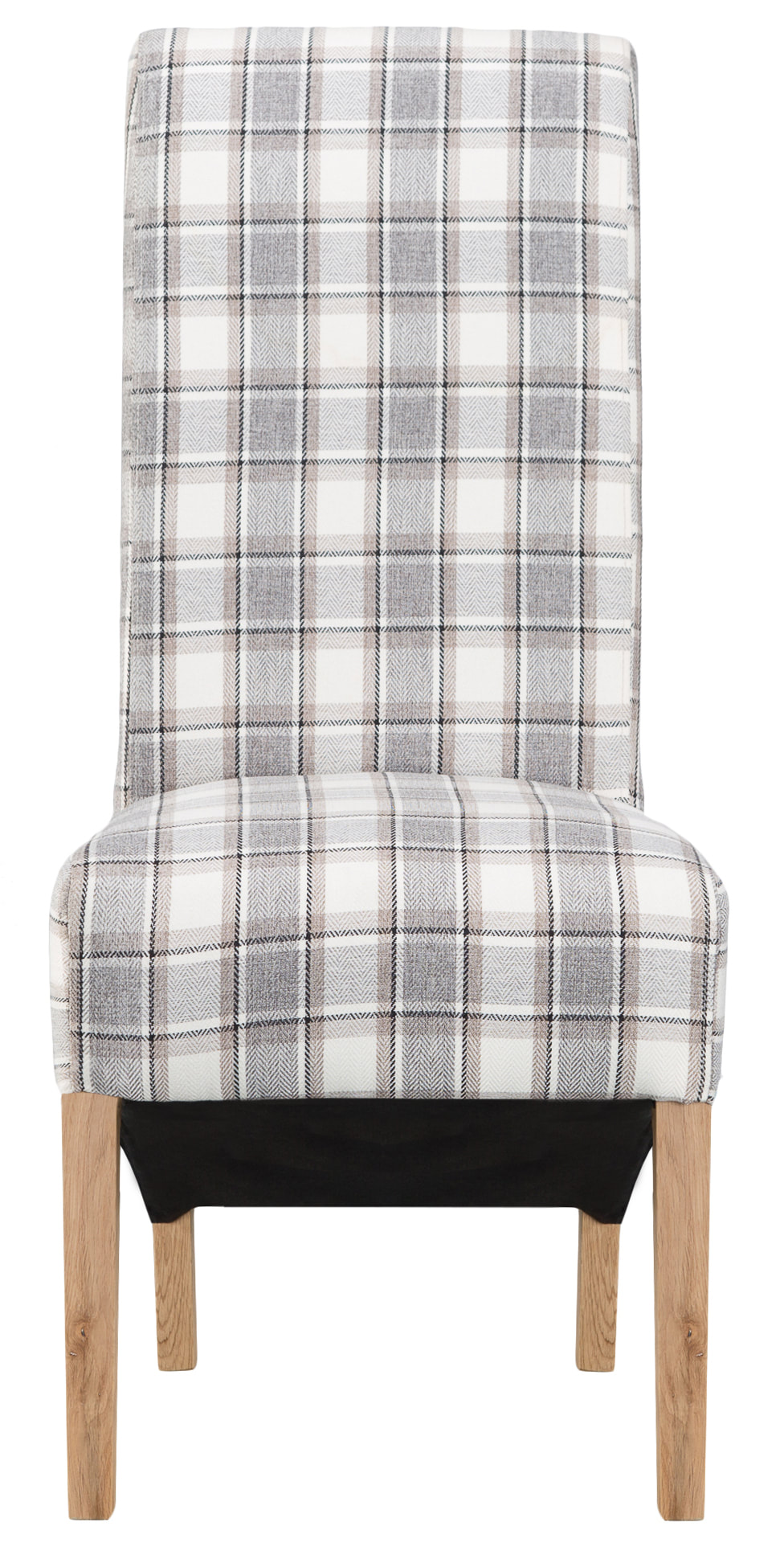 Grey Tartan Scroll Back Upholstered Dining Chair