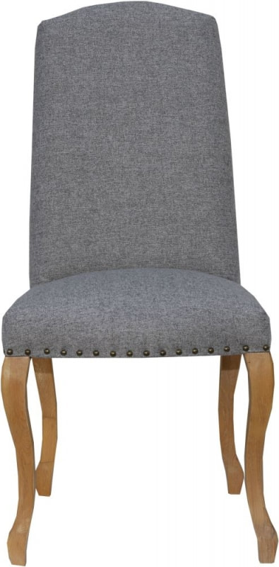 Luxury Fabric Dining Chair With Stud, Light Grey Dining Chairs Oak Legs