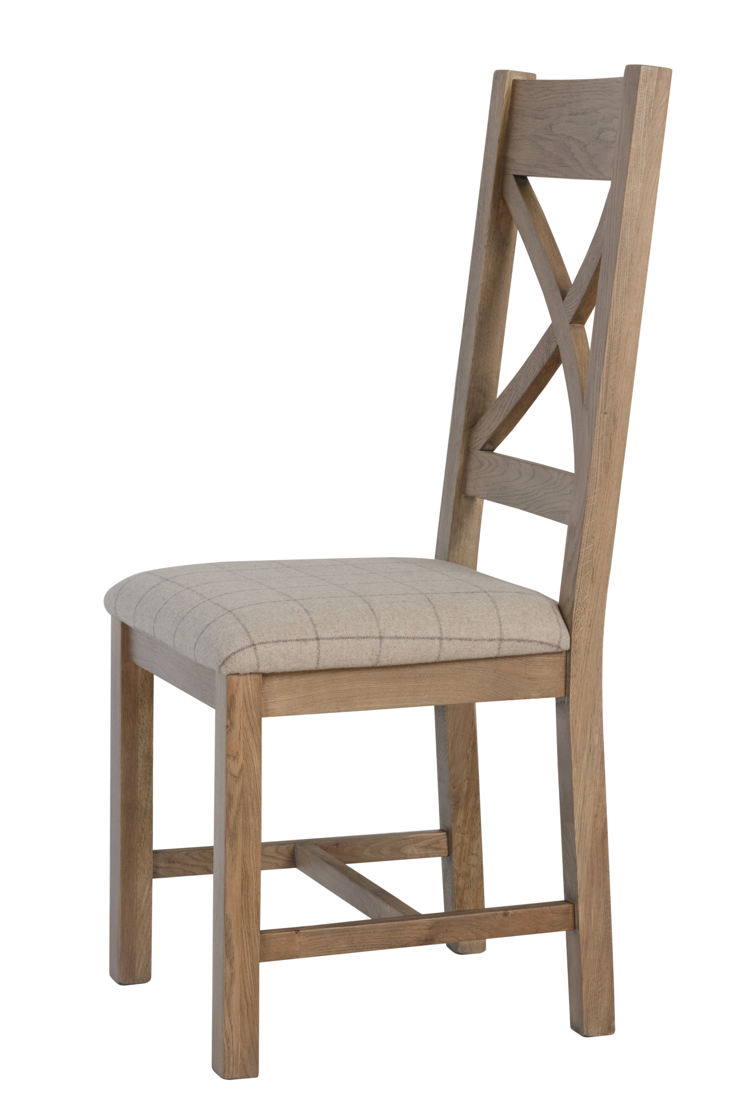 Harrogate Oak - Cross back dining chair natural check
