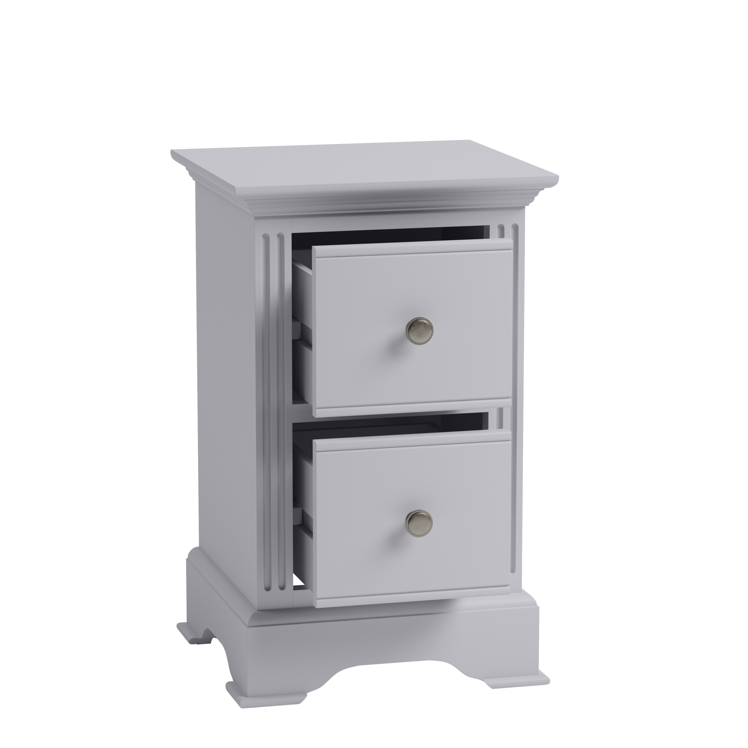 BROMPTON PAINTED SOFT GREY - SMALL 2 DRAWER BEDSIDE CABINET